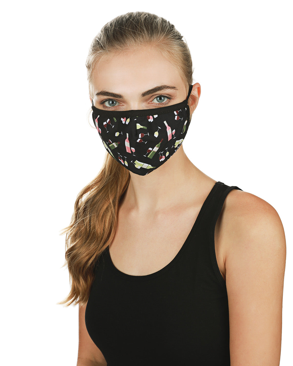 Wine Fashion Face Covering with 5-Layer Filter Inserts : Color: Black