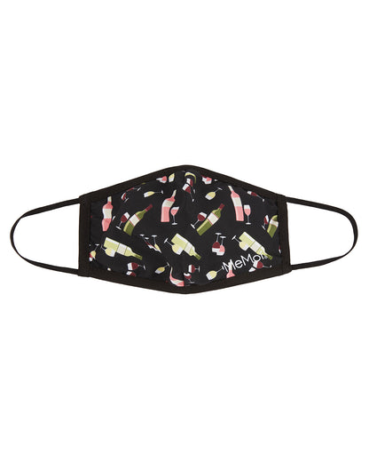 Wine Fashion Face Covering with 5-Layer Filter Inserts : Color: Black