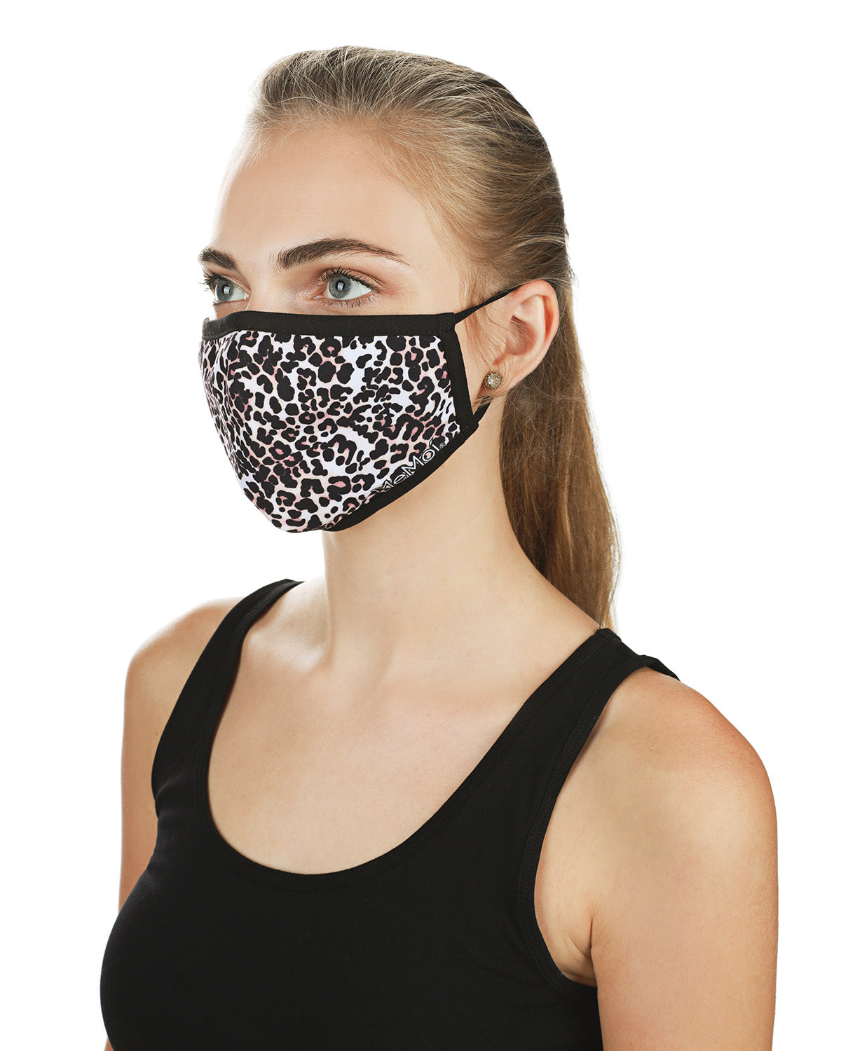 Leopard Print Fashion Face Covering with 5-Layer Filter Inserts : Color: Leopard