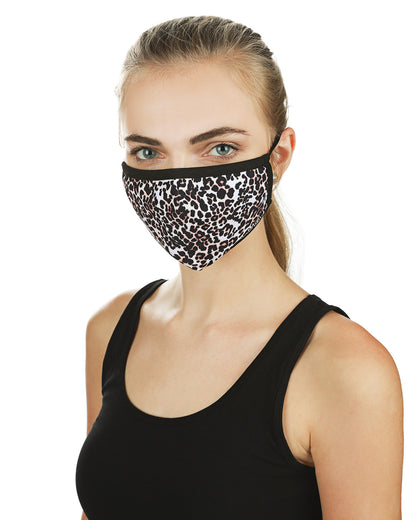 Leopard Print Fashion Face Covering with 5-Layer Filter Inserts : Color: Leopard
