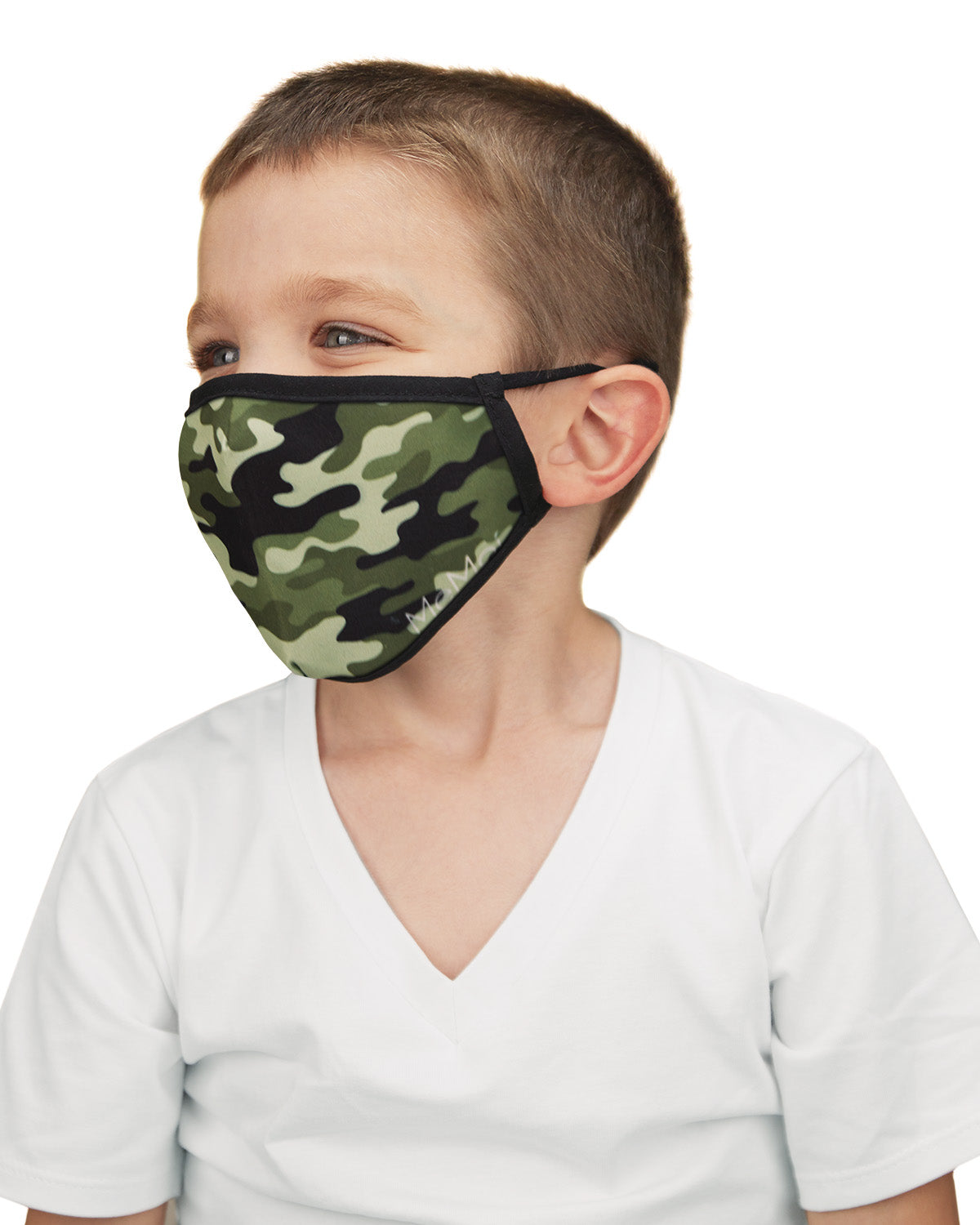 Camo Kids Fashion Face Covering with 5-Layer Filter Inserts : Color: Green