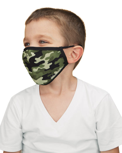 Camo Kids Fashion Face Covering with 5-Layer Filter Inserts : Color: Green