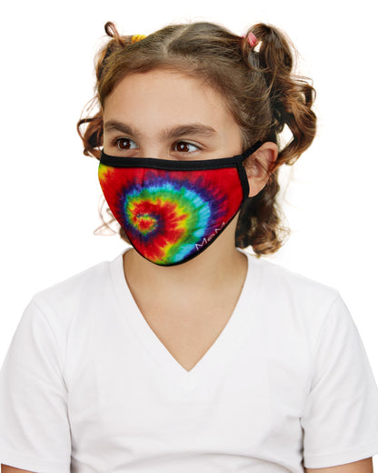 Tie Dye Kids Fashion Face Covering with 5-Layer Filter Inserts : Color: Tie Dye Multi