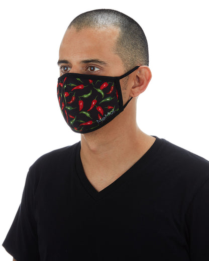 Chili Peppers Unisex Face Covering : Color: Black