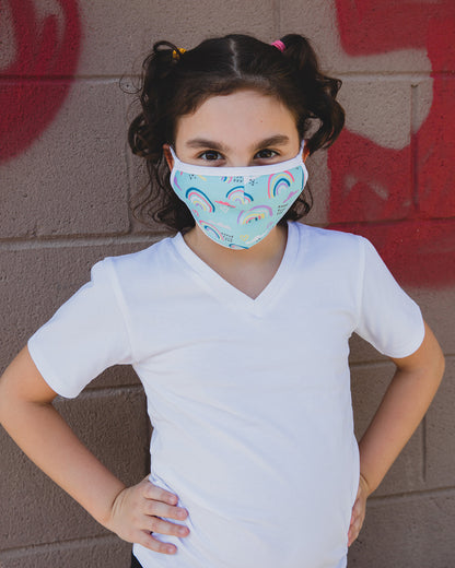 Rainbows Kids Unisex Face Covering : Color: Aqua