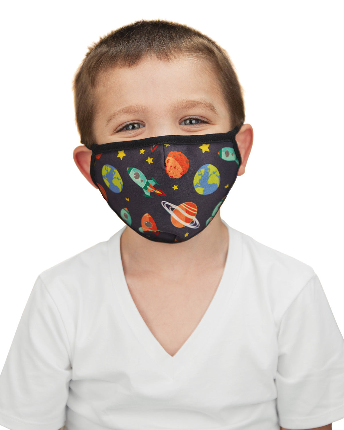 Rocket Ships Kids Unisex Face Covering : Color: Midnight Navy