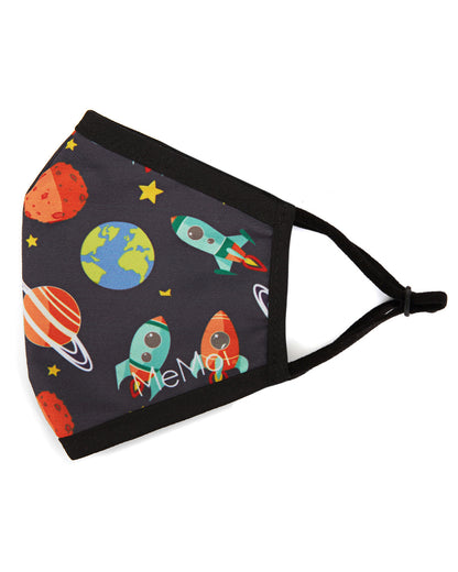 Rocket Ships Kids Unisex Face Covering : Color: Midnight Navy