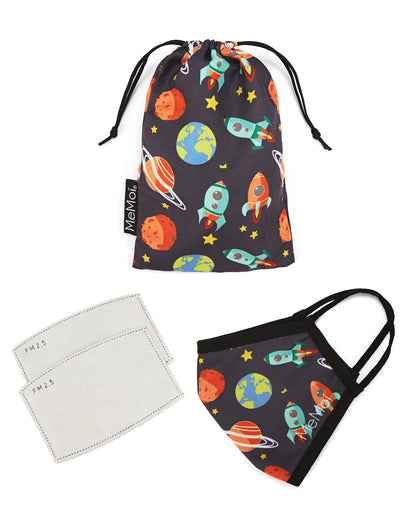 Rocket Ships Kids Unisex Face Covering : Color: Midnight Navy