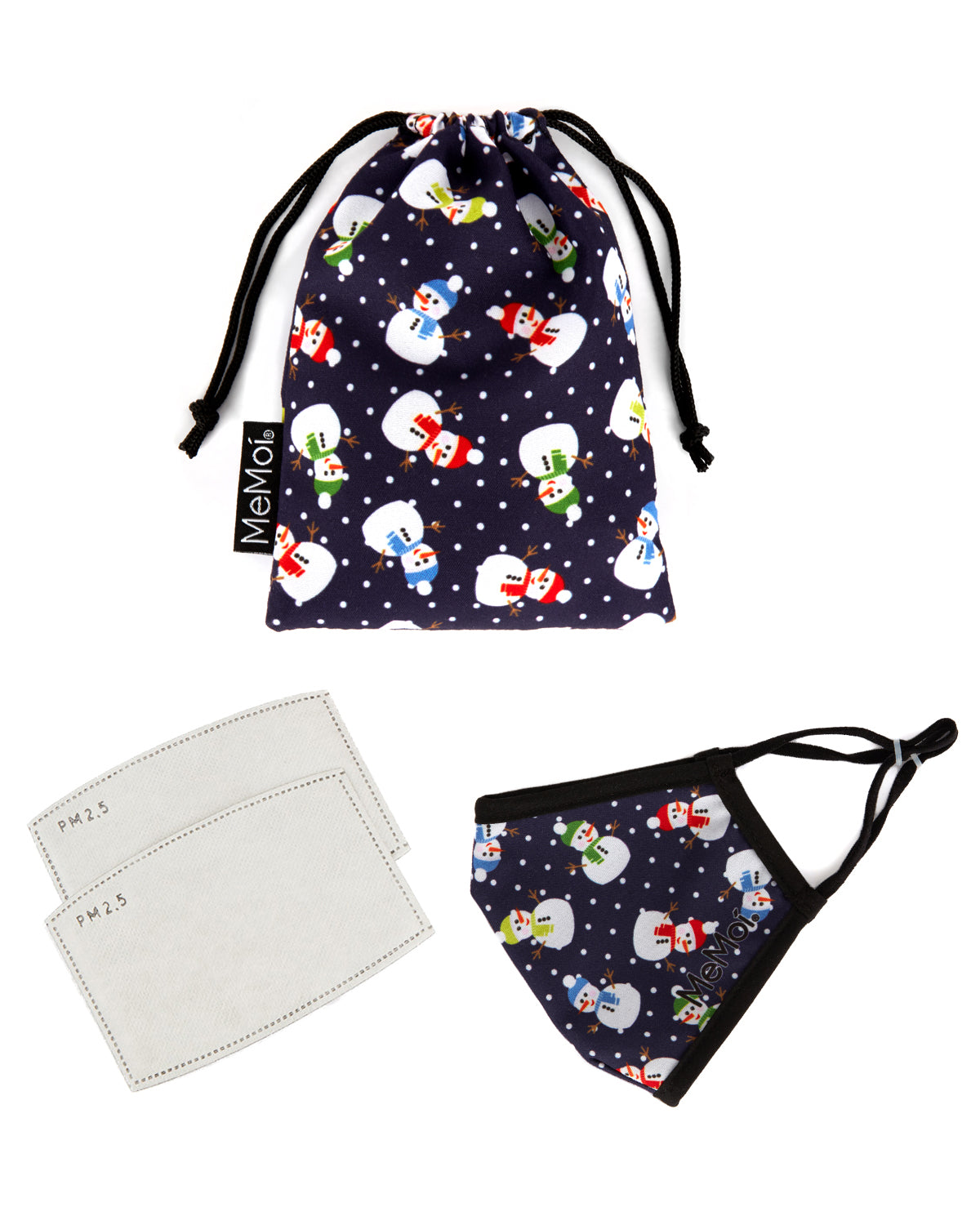 Happy Snowman Unisex Face Covering : Color: Navy