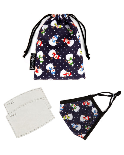 Happy Snowman Unisex Face Covering : Color: Navy