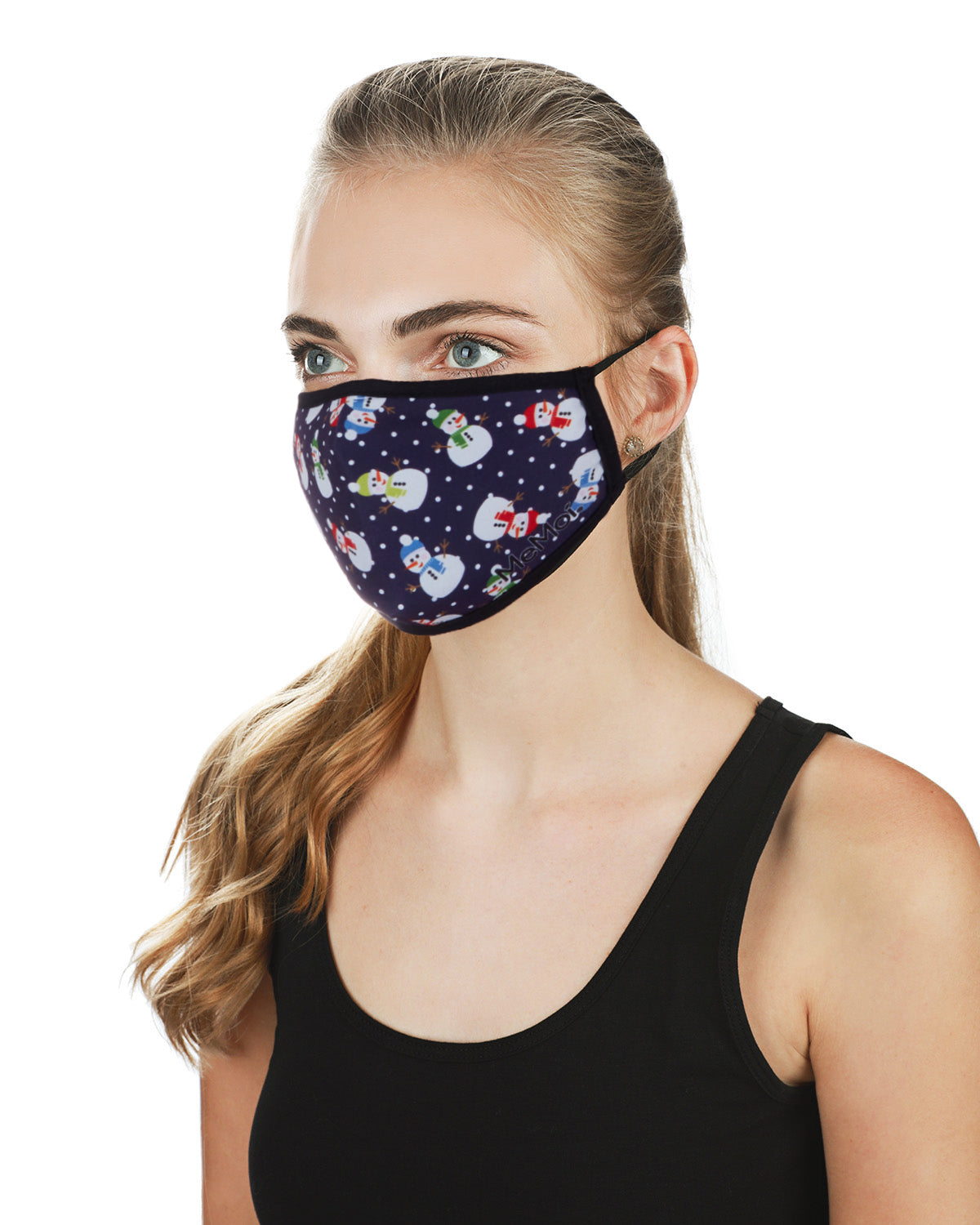 Happy Snowman Unisex Face Covering : Color: Navy