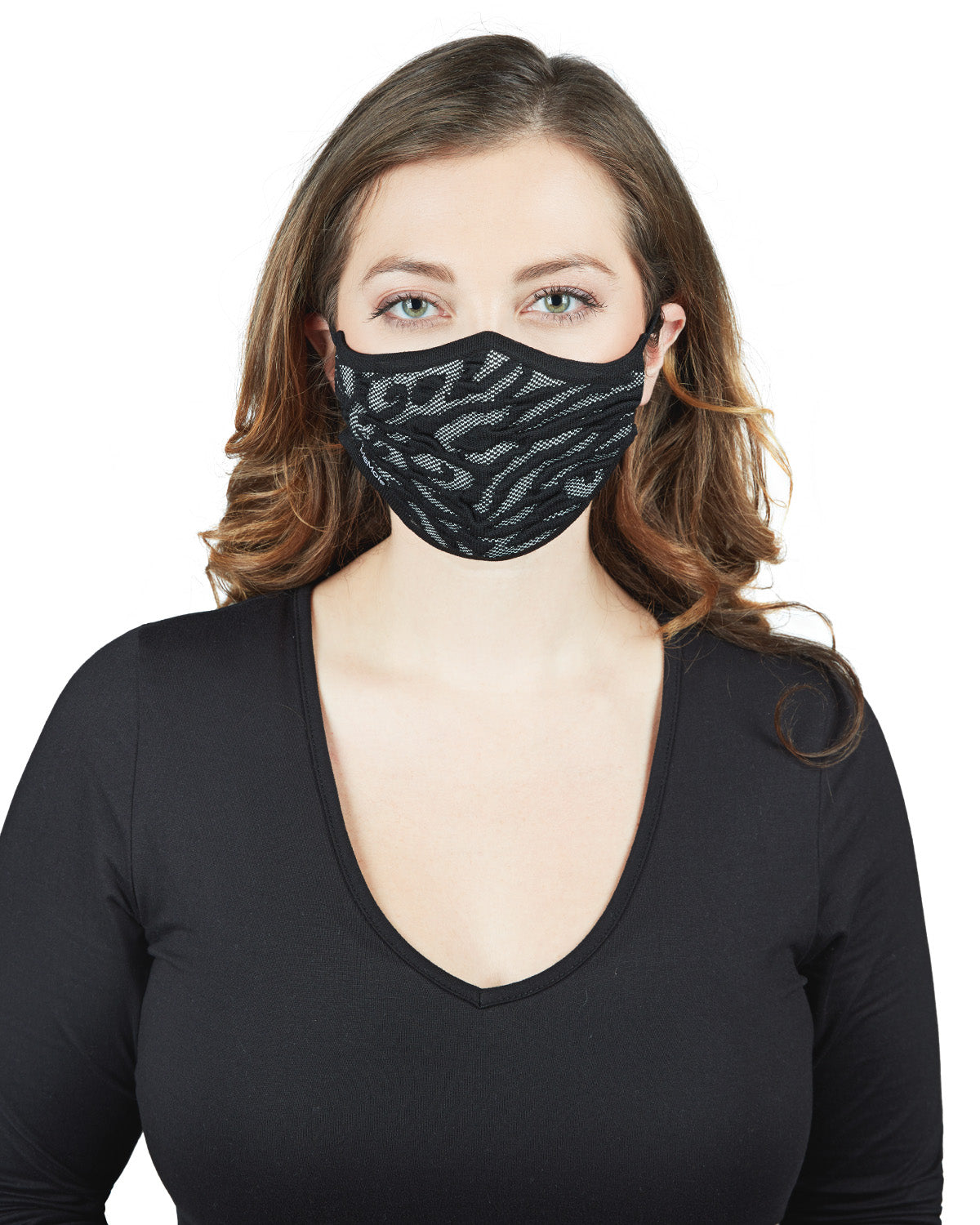 Unisex Zebra Pattern Face Covering : Color: Black