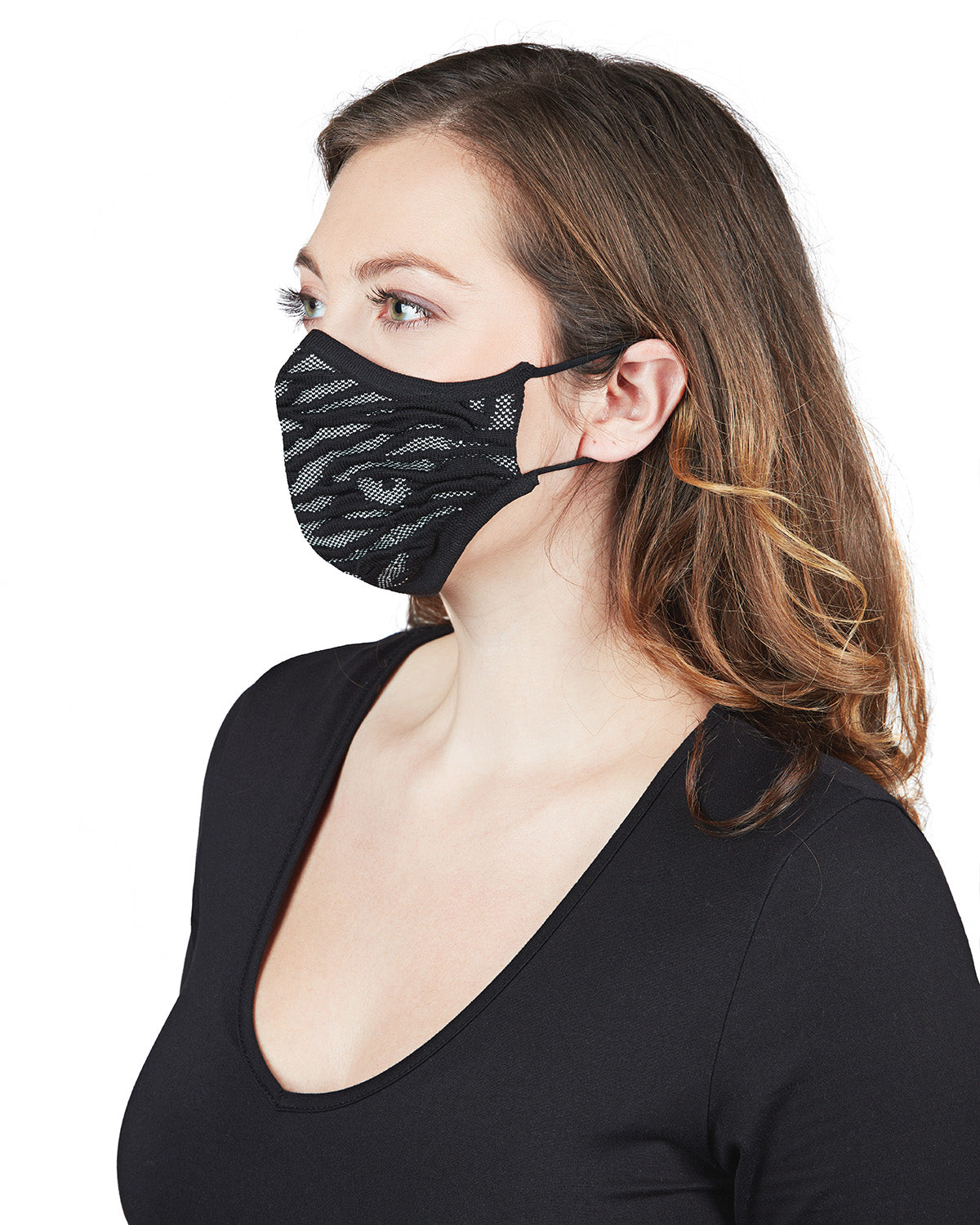 Unisex Zebra Pattern Face Covering : Color: Black