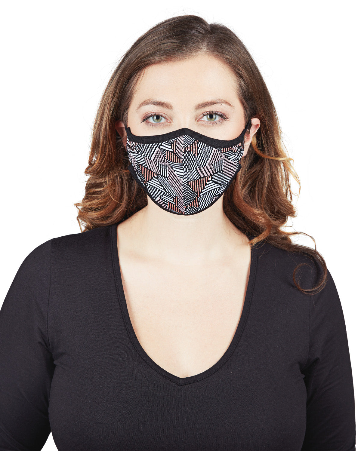 Geometric Print Unisex Face Covering : Color: Black