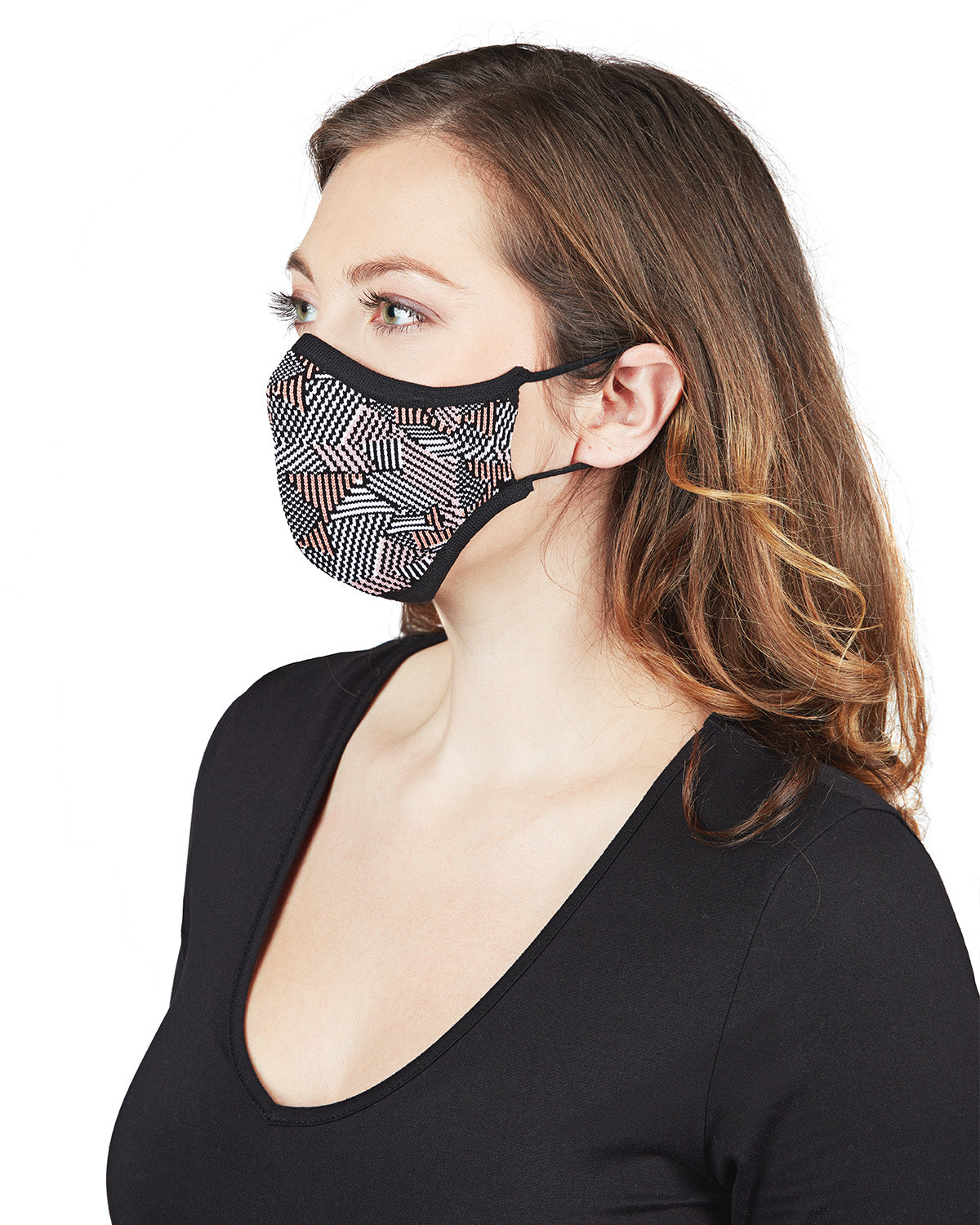 Geometric Print Unisex Face Covering : Color: Black