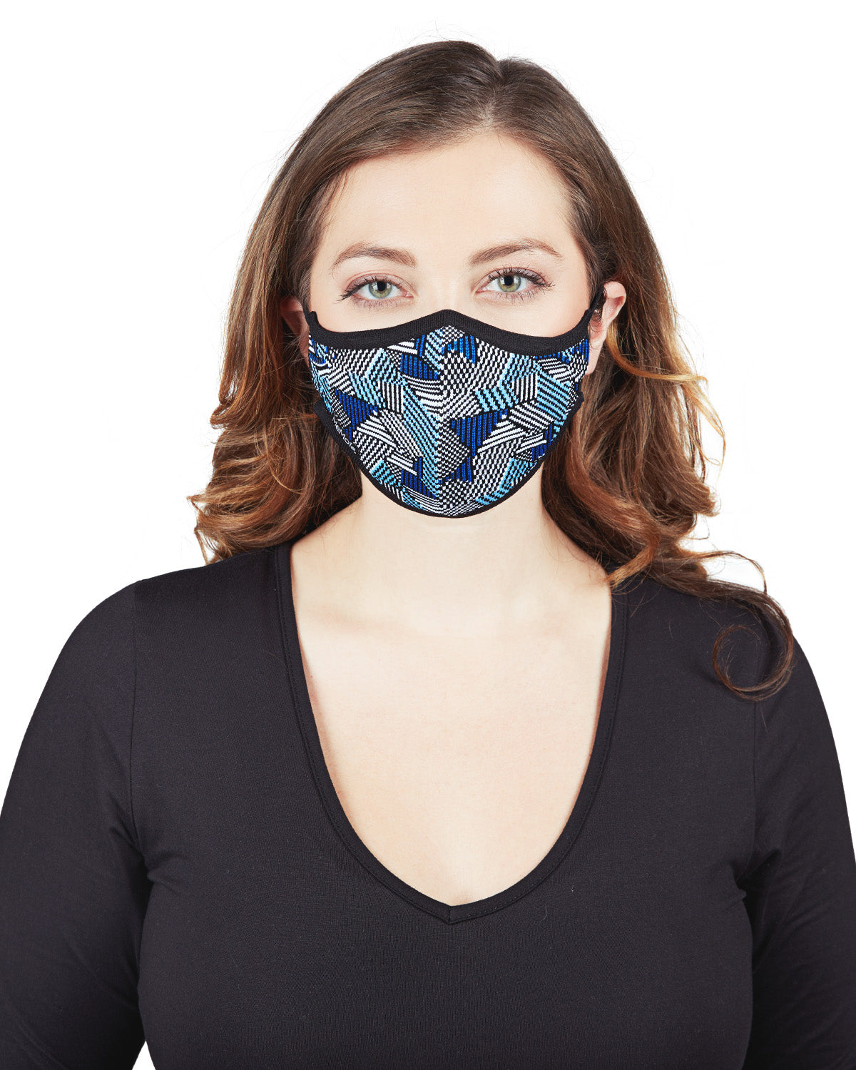Geometric Print Unisex Face Covering : Color: Blue