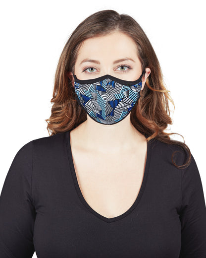 Geometric Print Unisex Face Covering : Color: Blue