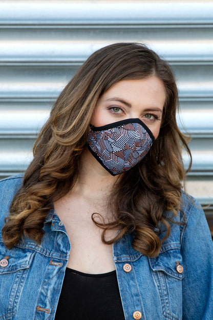 Geometric Print Unisex Face Covering : Color: Black