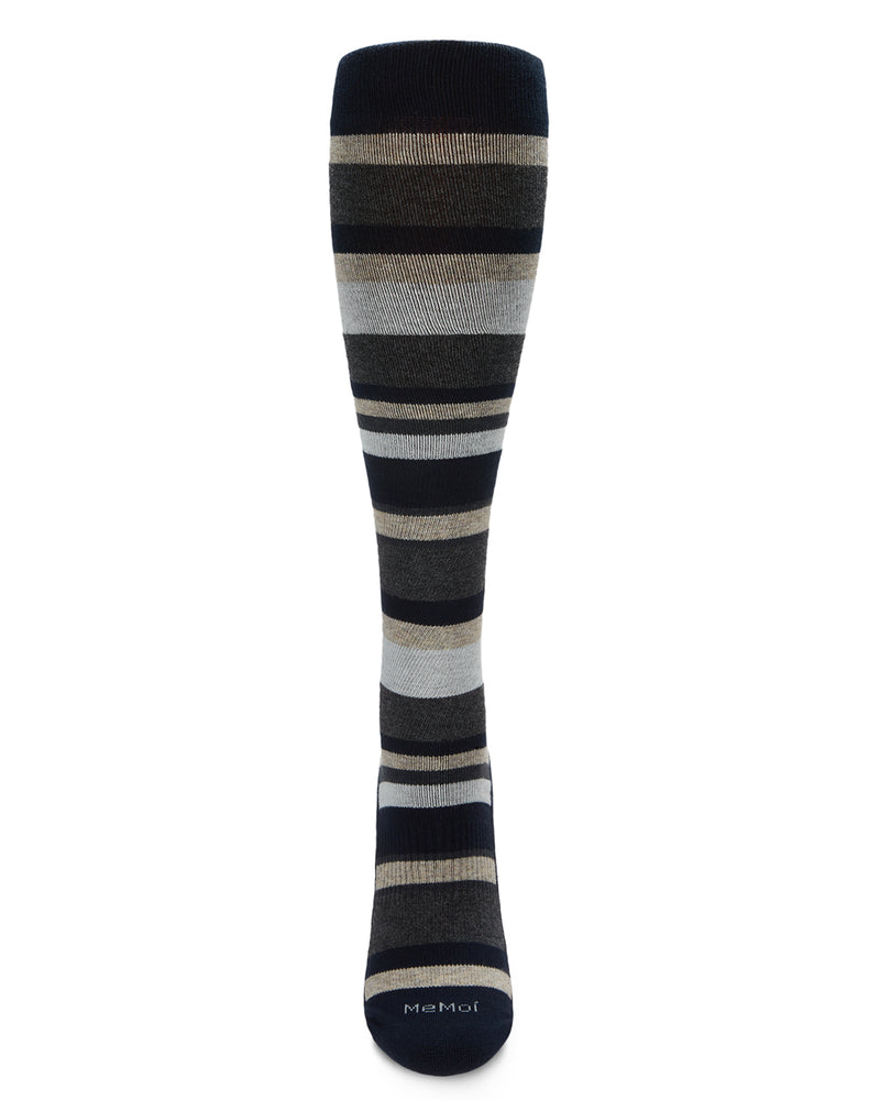 Unisex Multi Striped Cotton Blend 15-20mmHg Graduated Compression Sock
