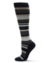 Unisex Multi Striped Cotton Blend 15-20mmHg Graduated Compression Socks : Color: Blue