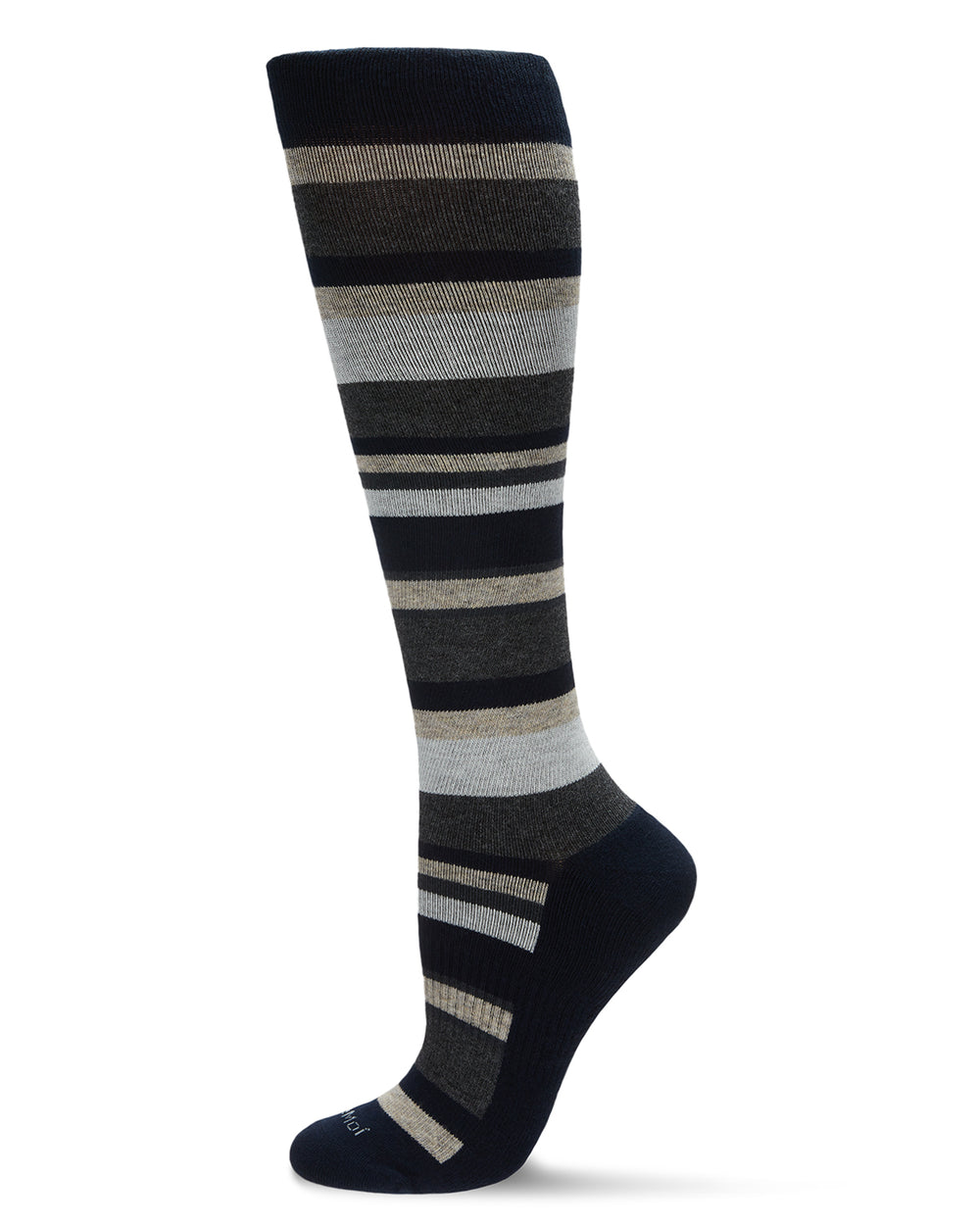 Unisex Multi Striped Cotton Blend 15-20mmHg Graduated Compression Socks : Color: Blue