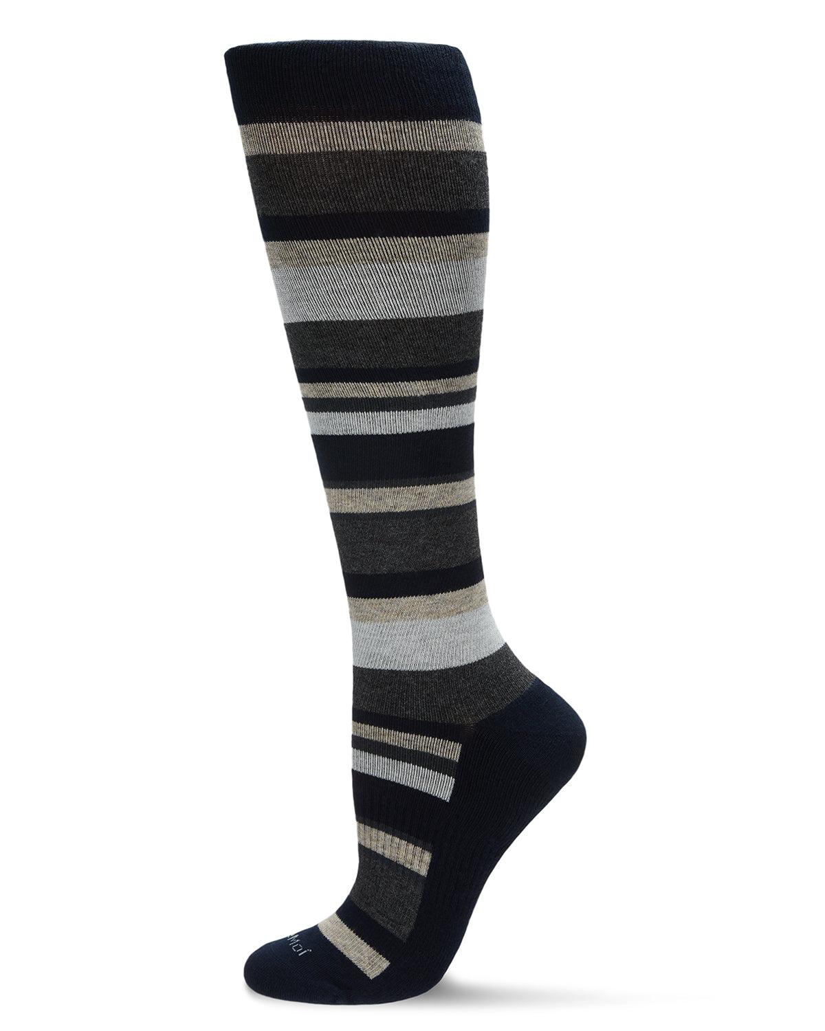 Unisex Multi Striped Cotton Blend 15-20mmHg Graduated Compression Socks : Color: Blue