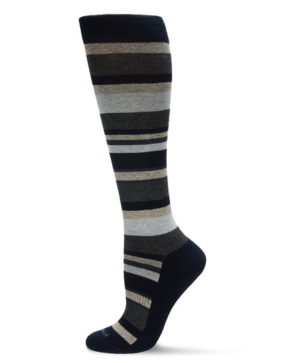 Unisex Multi Striped Cotton Blend 15-20mmHg Graduated Compression Socks : Color: Blue