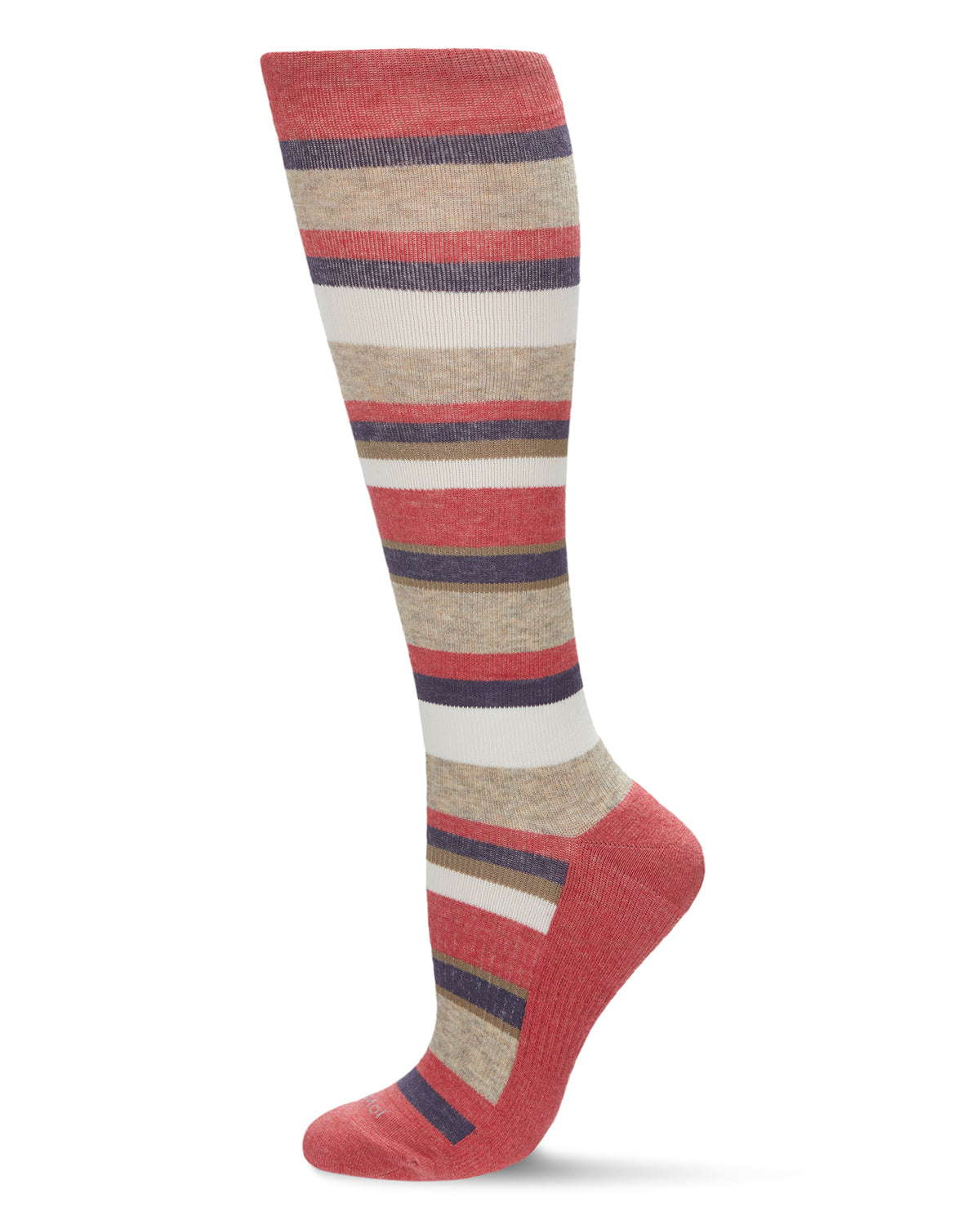 Unisex Multi Striped Cotton Blend 15-20mmHg Graduated Compression Socks : Color: Pink