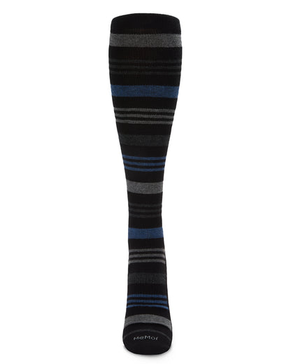 Unisex Black Multi Striped Cotton Blend 15-20mmHg Graduated Compression Socks : Color: Black-Pink