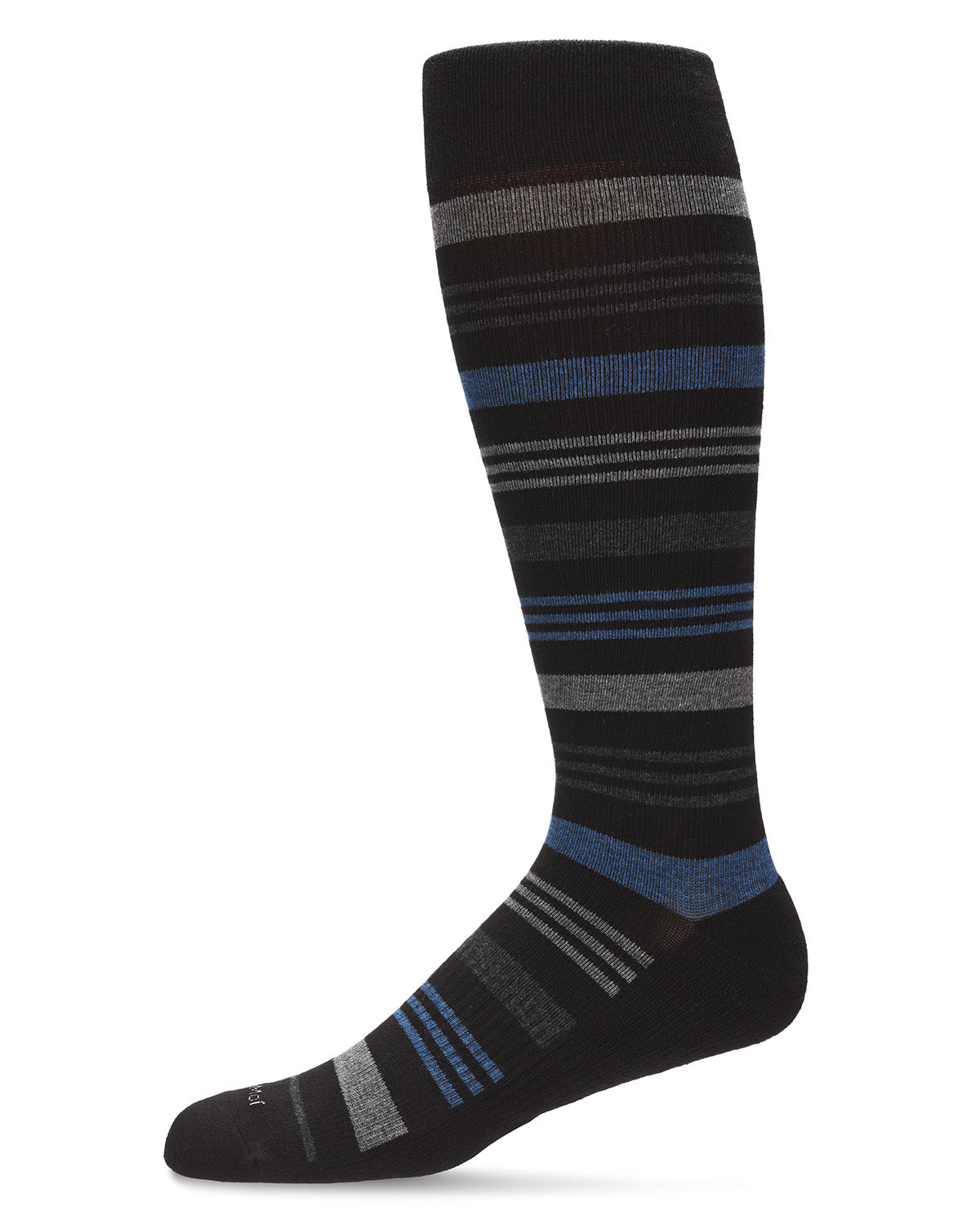 Unisex Black Multi Striped Cotton Blend 15-20mmHg Graduated Compression Socks : Color: Black-Pink