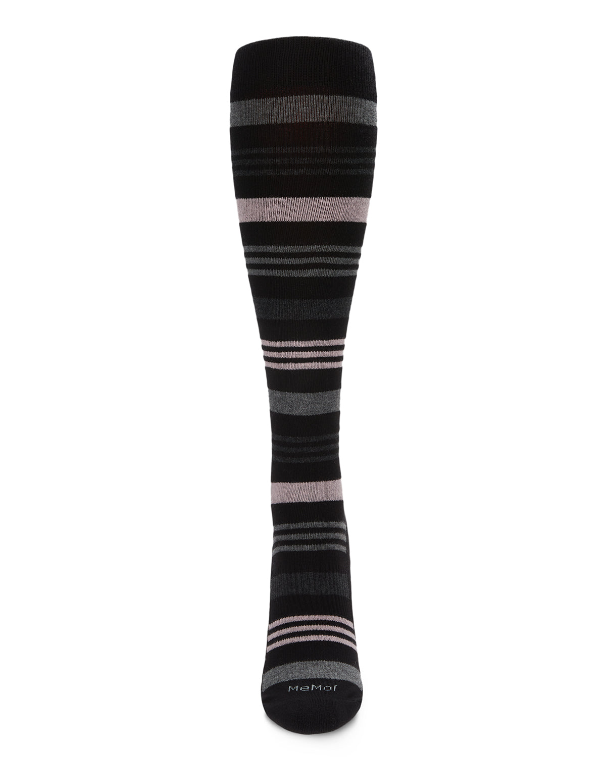 Unisex Black Multi Striped Cotton Blend 15-20mmHg Graduated Compression Socks : Color: Black-Pink