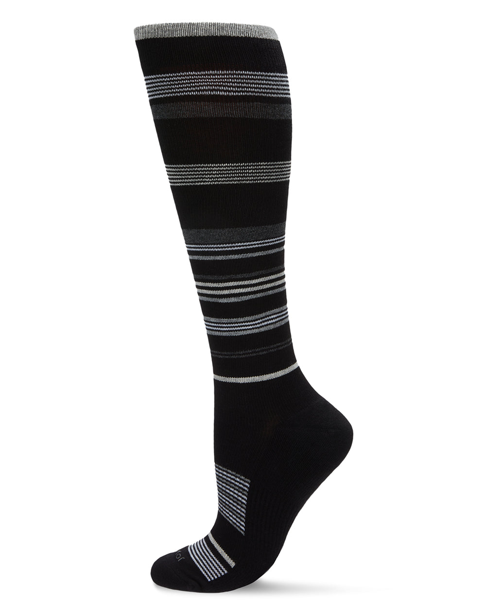 Unisex Multi-Striped Cotton Blend 15-20mmHg Graduated Compression Socks : Color: Black