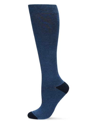 WellFit 15-20mmHg Off Black Cotton Compression Socks : Color: Denim Heather