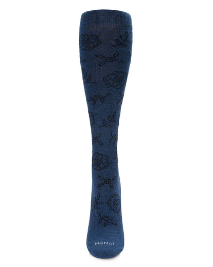Women's Floral Cotton Blend 15-20mmHg Graduated Compression Knee Sock : Color: Dark Gray Heather
