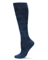 Women's Floral Cotton Blend 15-20mmHg Graduated Compression Knee Sock : Color: Denim Heather