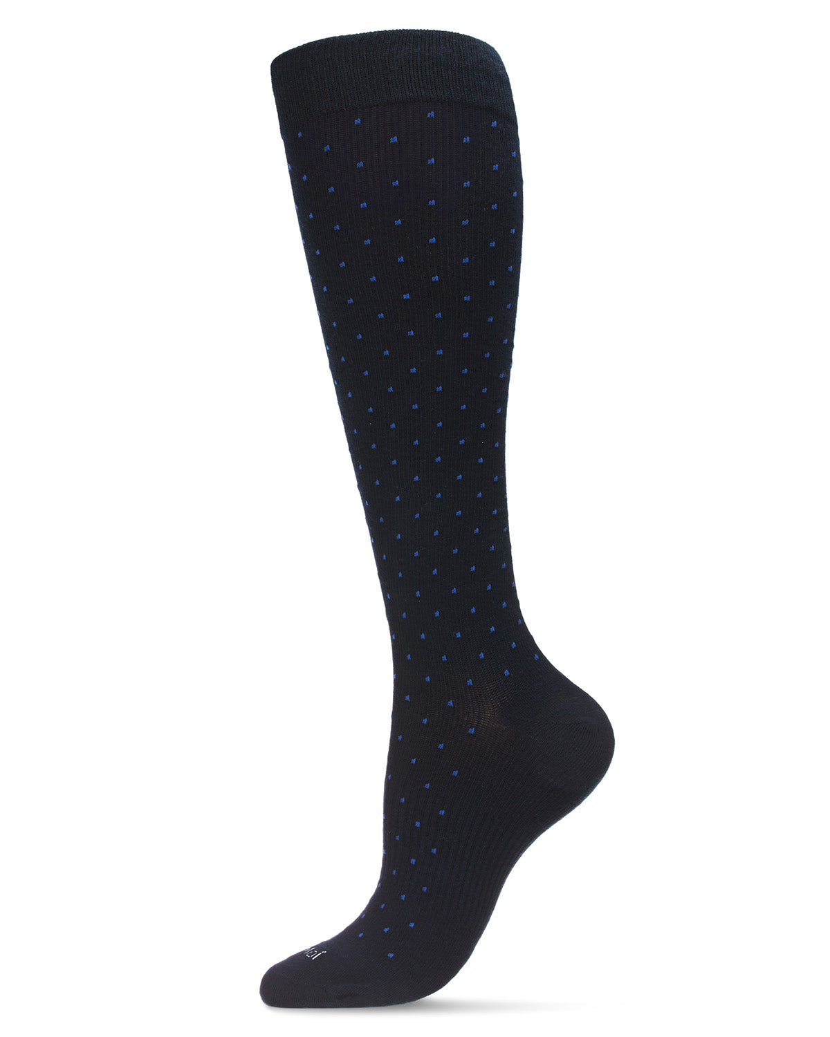 Unisex Swiss Dot Cotton Blend 15-20mmHg Graduated Compression Socks : Color: Navy