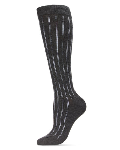 Unisex Highway Stripe Cotton Blend 15-20mmHg Graduated Compression Socks : Color: Dark Gray Heather