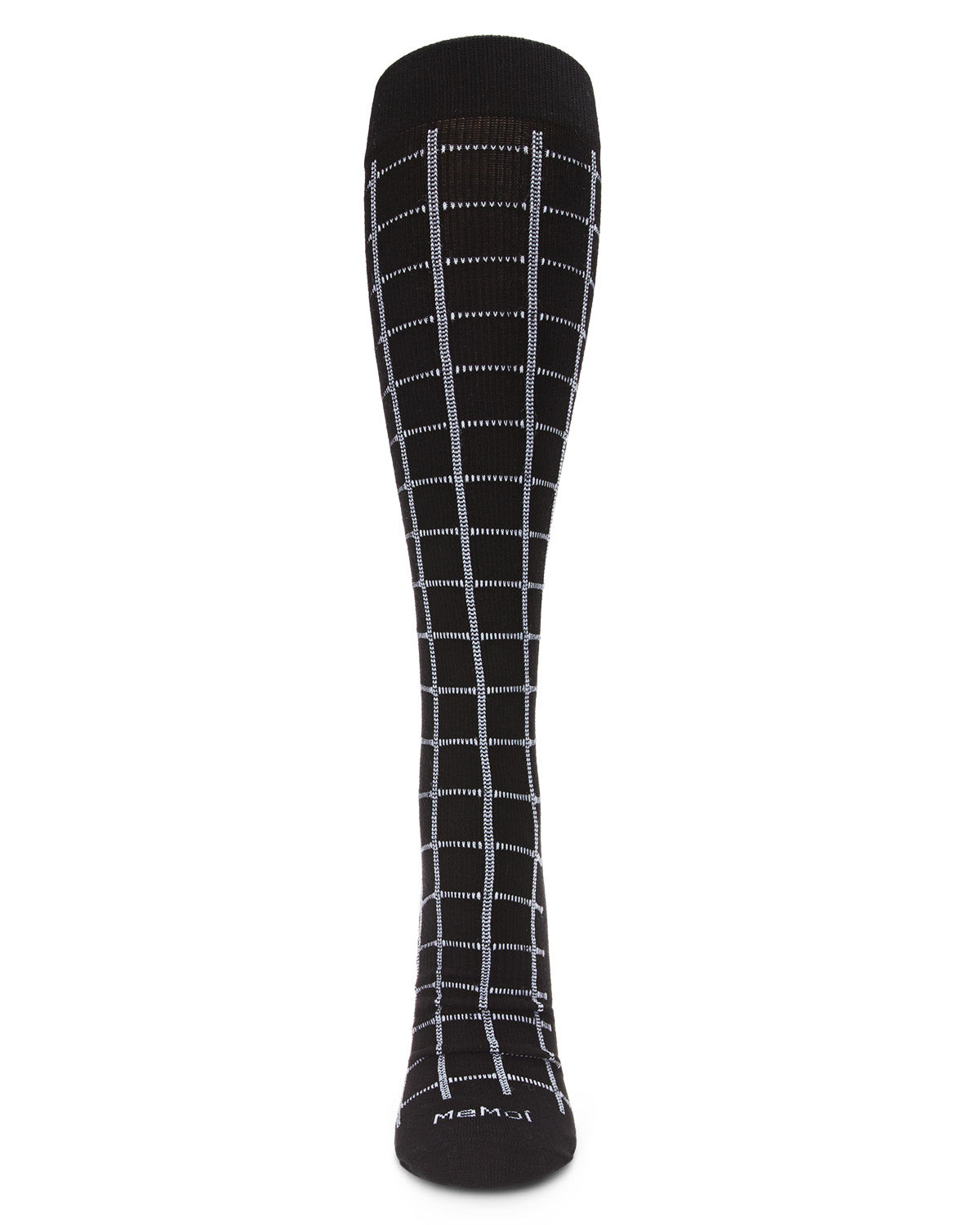 Unisex Window Pane Knee High Cotton Blend 15-20mmHg Graduated Compression Socks : Color: Black