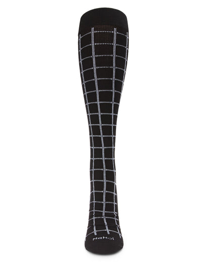 Unisex Window Pane Knee High Cotton Blend 15-20mmHg Graduated Compression Socks : Color: Black