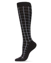 Unisex Window Pane Knee High Cotton Blend 15-20mmHg Graduated Compression Socks : Color: Black