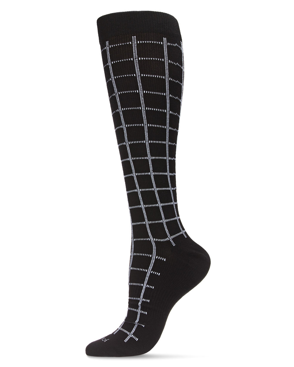 Unisex Window Pane Knee High Cotton Blend 15-20mmHg Graduated Compression Socks : Color: Black