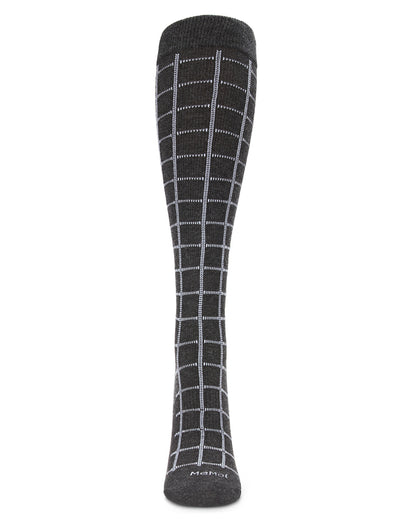 Unisex Window Pane Knee High Cotton Blend 15-20mmHg Graduated Compression Socks : Color: Black
