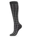 Unisex Window Pane Knee High Cotton Blend 15-20mmHg Graduated Compression Socks : Color: Dark Gray Heather