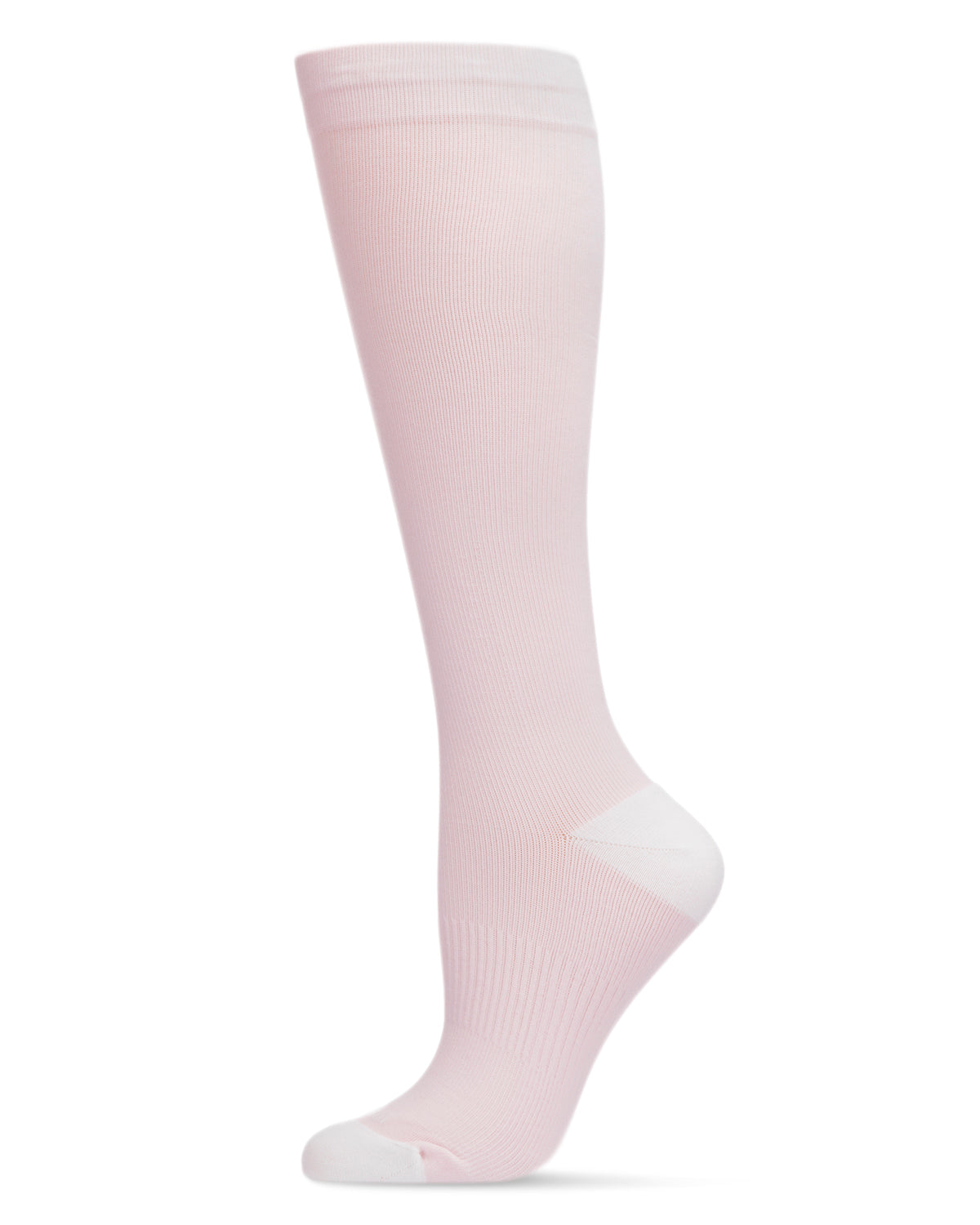 Unisex Solid Nylon 15-20mmHg Graduated Compression Socks : Color: Light Pink