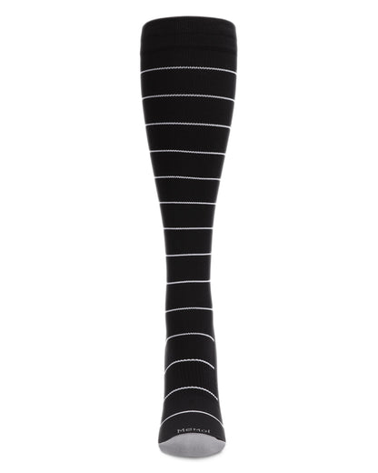 Unisex Thin Striped Antimicrobial Nylon 15-20mmHg Graduated Compression Socks : Color: Gray