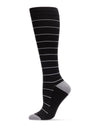 Unisex Thin Striped Antimicrobial Nylon 15-20mmHg Graduated Compression Socks : Color: Black
