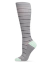 Unisex Thin Striped Antimicrobial Nylon 15-20mmHg Graduated Compression Socks : Color: Gray