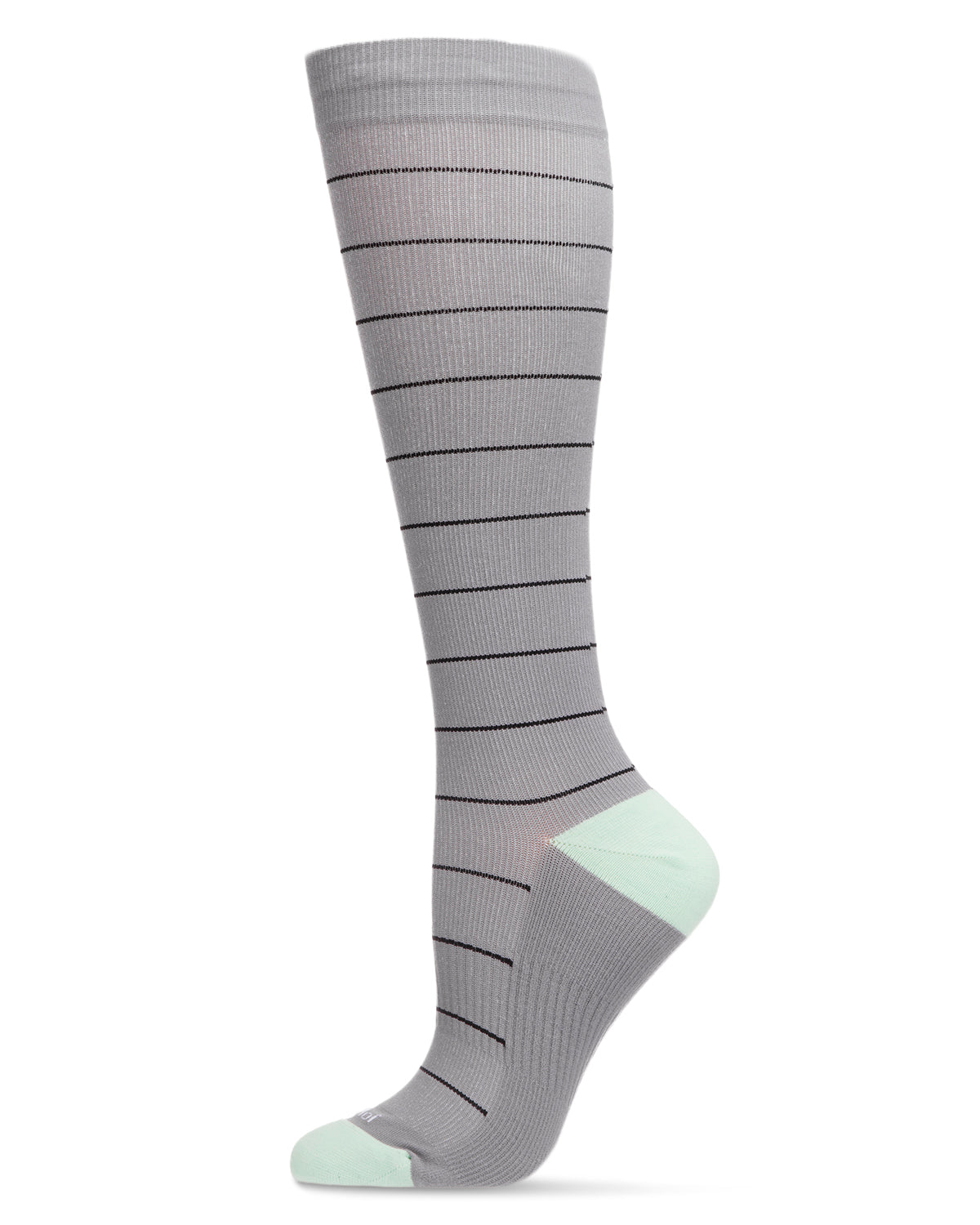 Unisex Thin Striped Antimicrobial Nylon 15-20mmHg Graduated Compression Socks : Color: Gray