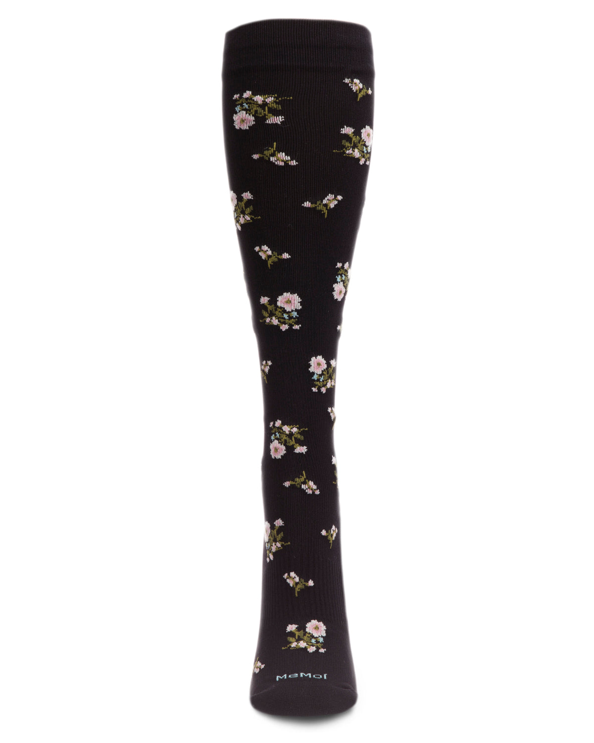 Women's Ditsy Floral Nylon 15-20mmHg Graduated Compression Socks : Color: Black