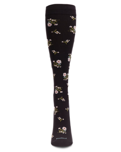 Women's Ditsy Floral Nylon 15-20mmHg Graduated Compression Socks : Color: Black